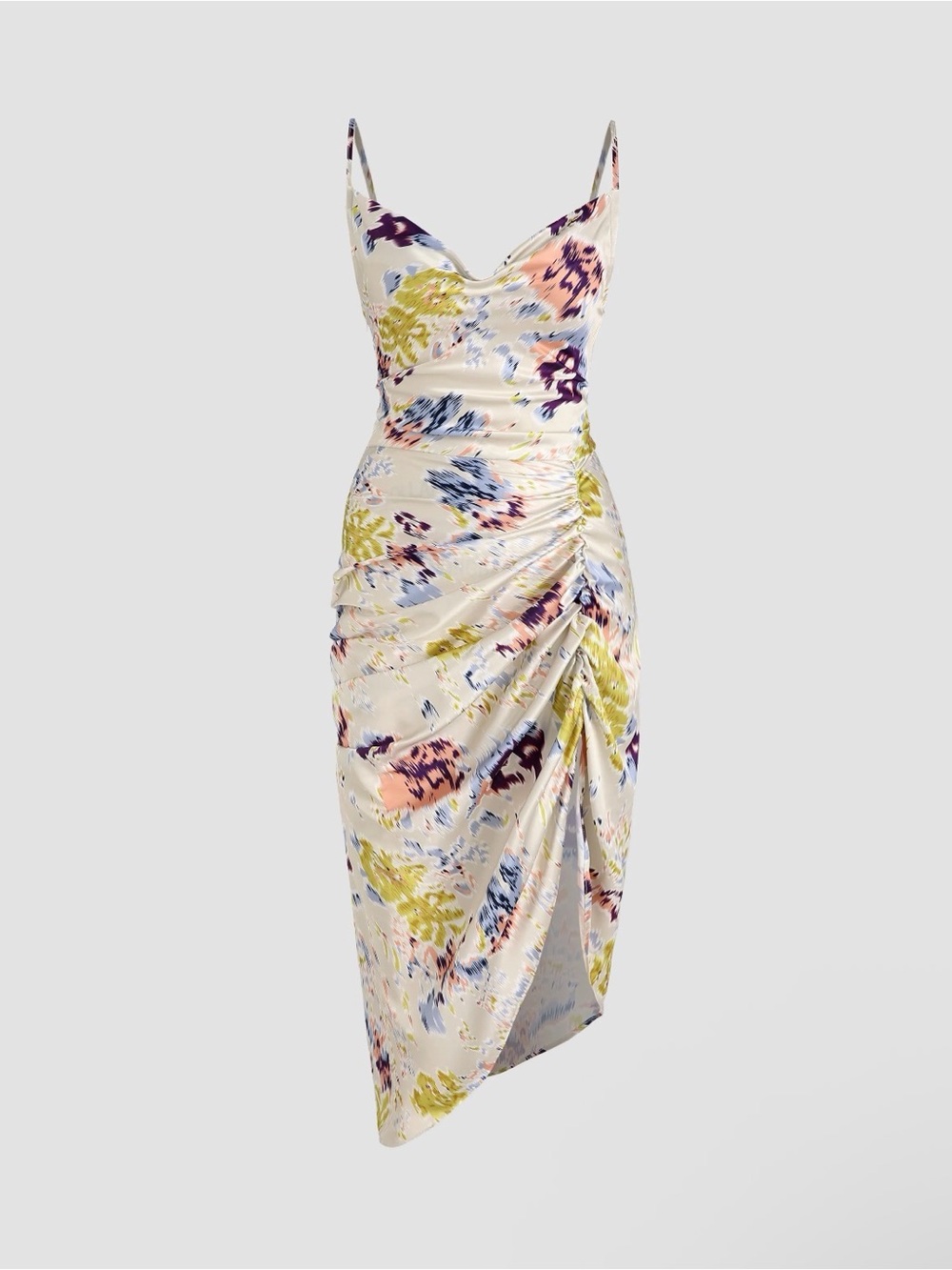 NWOT Cider Cream Midi Slip Dress with Pink, Blue & Green Floral Print